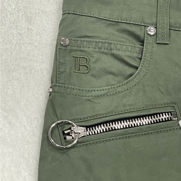 Balmain GREEN KHAKI SLIM CUT RIDGED COTTON CARGO JEANS MEN’S 30 - Picture 3 of 10